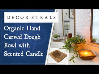 Organic Hand Carved Dough Bowl with Scented Candle