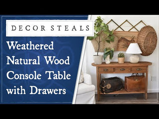 Natural Wood Console Table, Weathered with Drawers, Farmhouse
