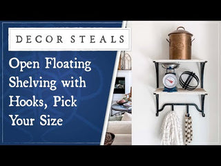 Open Floating Shelving with Hooks, Pick Your Size