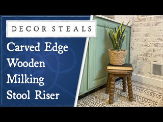 Carved Edge Wooden Milking Stool Riser