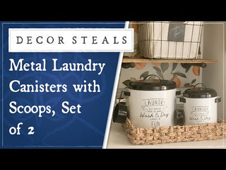 Metal Laundry Canisters with Scoops, Set of 2