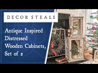 Antique Inspired Distressed Wooden Cabinets, Set of 2