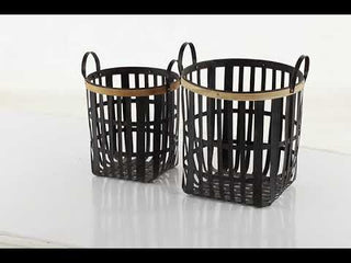 Metal Bushel Baskets With Handles, Set of 2