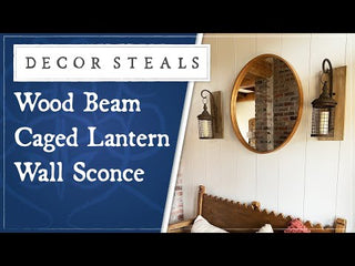 Wood Beam Caged Lantern Wall Sconce | Rustic Farmhouse