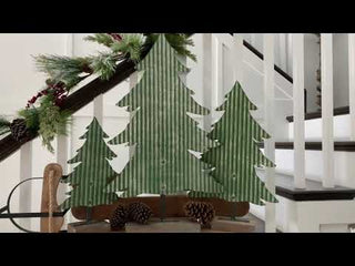 Corrugated Metal Christmas Tree Cutouts, Set of 3