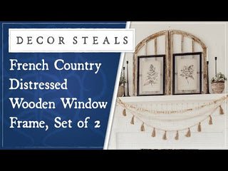 French Country Distressed Wooden Window Frame, Set of 2