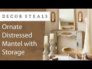 Ornate Distressed Mantel with Storage