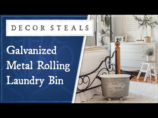 Galvanized Metal Rolling Laundry Bin