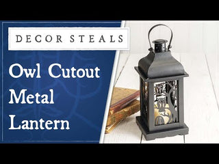 Owl Cutout Metal Lantern