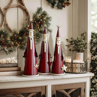 Antique Inspired Cone Santas, Set of 3