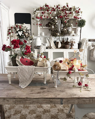 Distressed white wood riser trays set of two