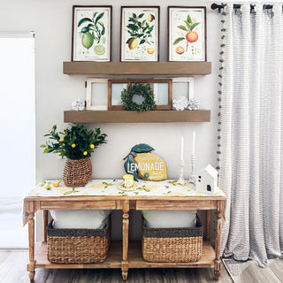 Vintage citrus botanical wall art shelf decor