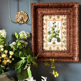 Botanical Framed Prints with Woven Frames, Set of 4