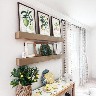 Citrus botanical wall art styled farmhouse vignette