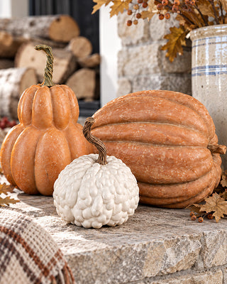 Artisan Ribbed Resin Pumpkins, Set of 3