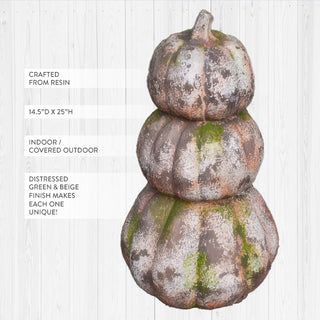Three Stacked Faux Concrete Pumpkins