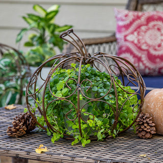 Oversized Rustic Metal Scroll Pumpkins, Set of 3