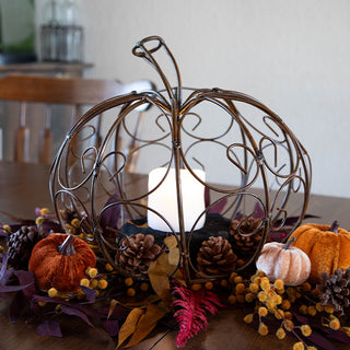 Oversized Rustic Metal Scroll Pumpkins, Set of 3
