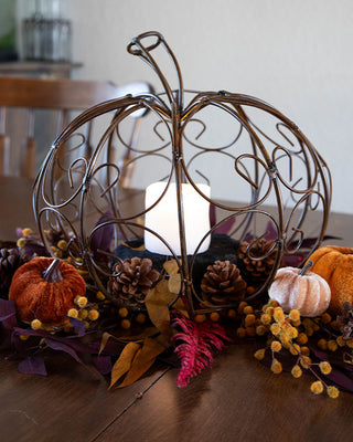 Oversized Rustic Metal Scroll Pumpkins, Set of 3