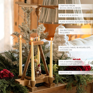 Traditional Wooden Christmas Pyramid Candle Holder with Rotating Platform