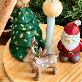 Traditional Wooden Christmas Pyramid Candle Holder with Rotating Platform