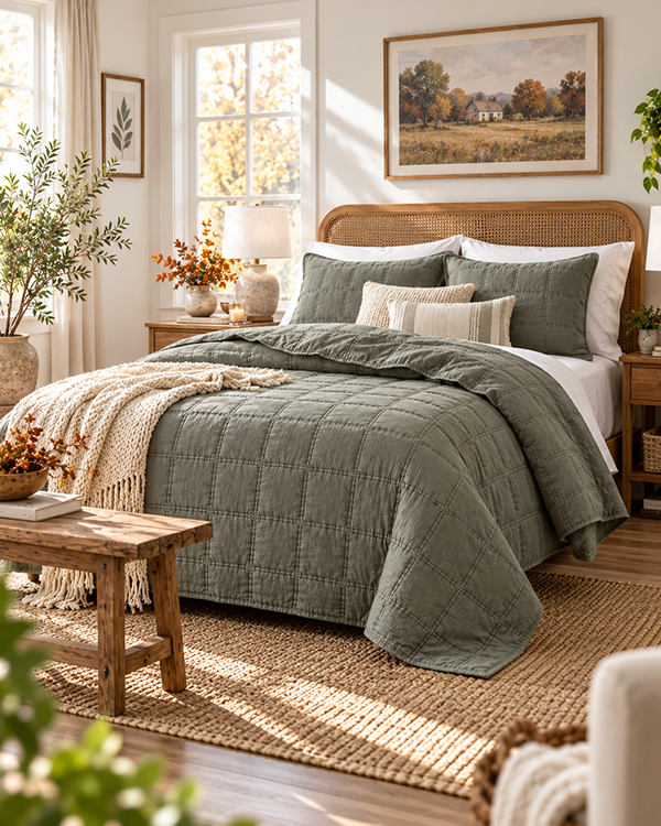 Stone-Washed Cotton Quilt Set, Choose Your Style