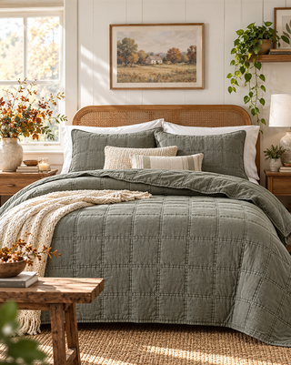 Stone-Washed Cotton Quilt Set, Choose Your Style