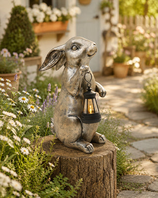 Antique Brass Finish Light Up Rabbit LED Figurine