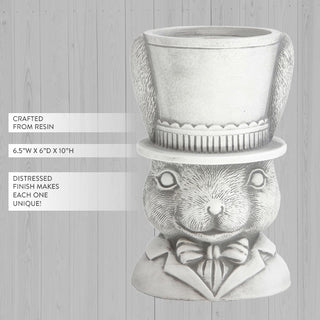 Decorative rabbit head planter, rustic home accent