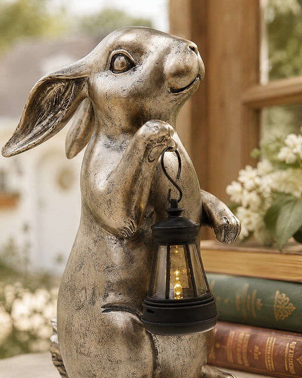 Antique Brass Finish Light Up Rabbit LED Figurine