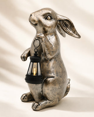 Antique Brass Finish Light Up Rabbit LED Figurine