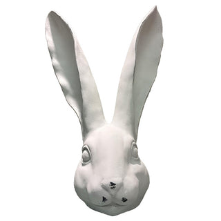14 Inch Artisan Distressed White Bunny Head Sculpture