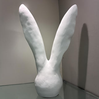14 Inch Artisan Distressed White Bunny Head Sculpture