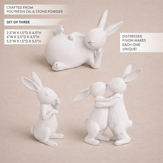 White Easter Bunny Figurines, Set of Three