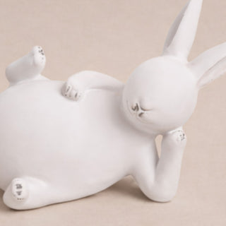White Easter Bunny Figurines, Set of Three