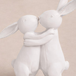 White Easter Bunny Figurines, Set of Three