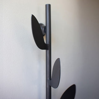 Black Iron Leaf Wall Hook Rack with 6 Hooks