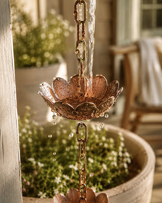 Garden Downspout Metal Flower Rain Chain, Set of 2