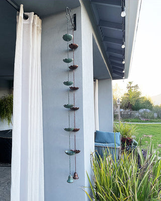 Garden Downspout Metal Flower Rain Chain, Set of 2