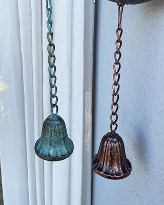 Garden Downspout Metal Flower Rain Chain, Set of 2