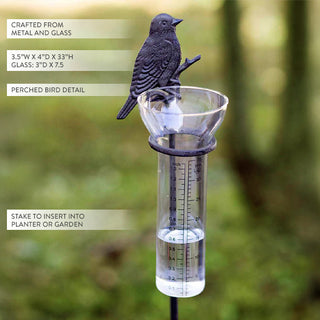 Metal glass bird rain gauge stake