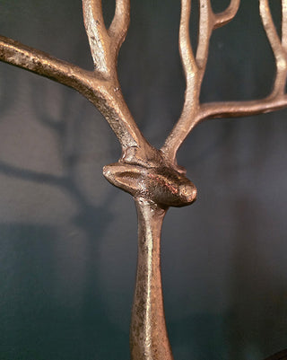 Cast Iron Reindeer Figurines, Set of 3 Antique Gold Christmas Tabletop Decor