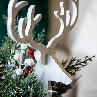 LED Light Up Wooden Reindeer Planter with Holiday Greenery Decor, Choose Your Style