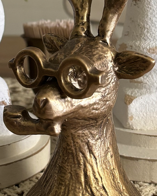 Reindeer in Glasses Candle Holders, Set of 2