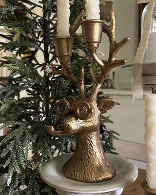 Reindeer in Glasses Candle Holders, Set of 2