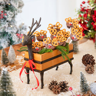 Cast Iron Reindeer Utensil Caddy with Wood Compartments | Christmas Kitchen Organizer