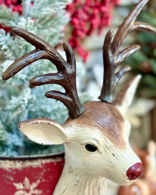 Vintage Inspired Red Deer Bucket