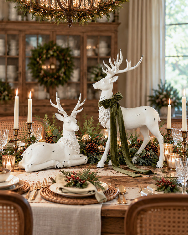 Distressed Winter Reindeer, Set of 2