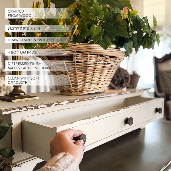 Distressed Table Top Wood Riser with Drawer - Decor Steals