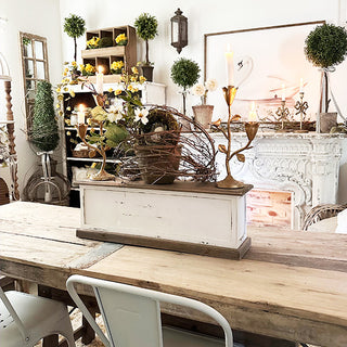 Two Tone Distressed Wood Display Riser Shelf